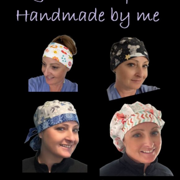 Mens Krampus Santa Christmas Tie Back Scrub Cap * Handmade - Picture 9 of 9